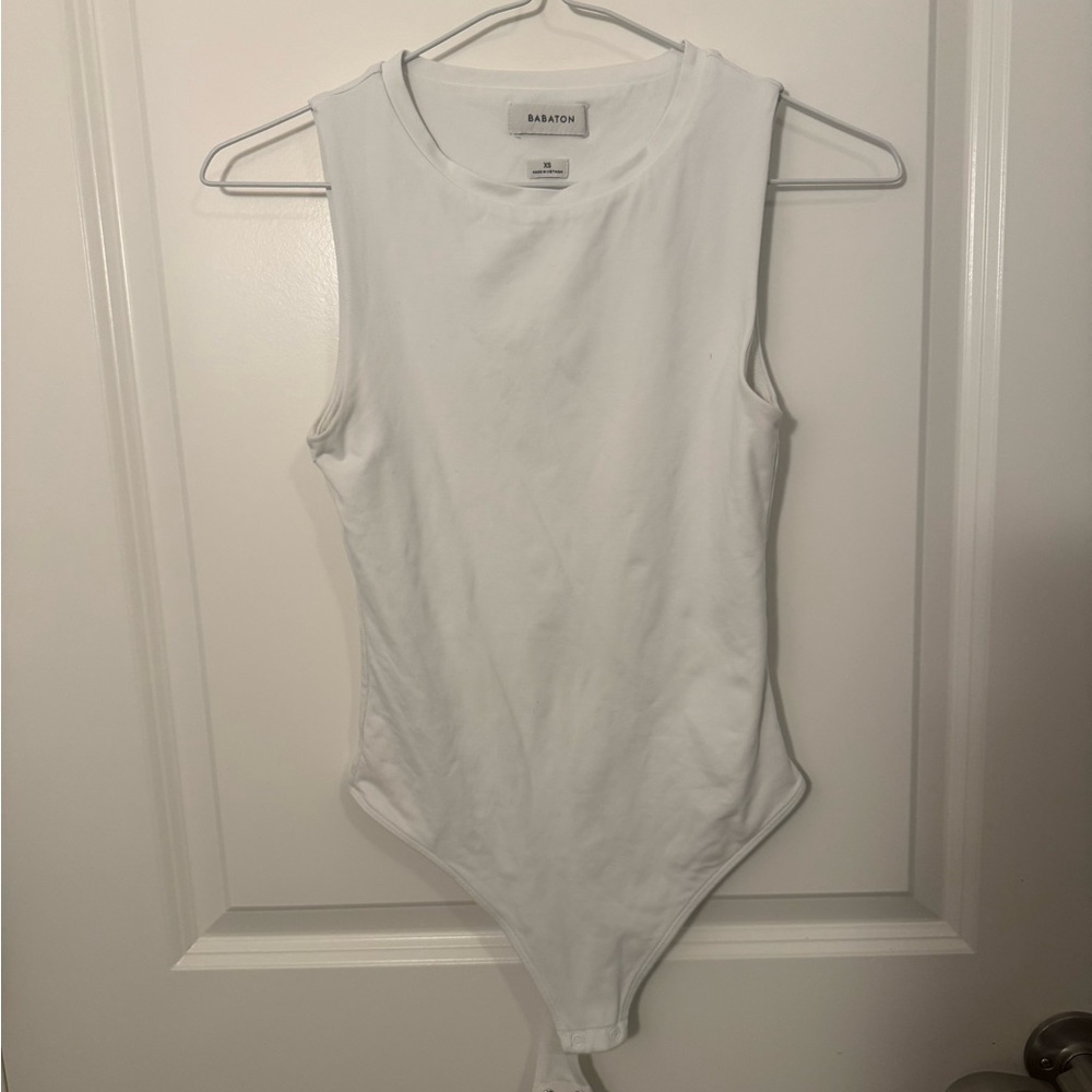 Babaton White Sleeveless Tank Bodysuit